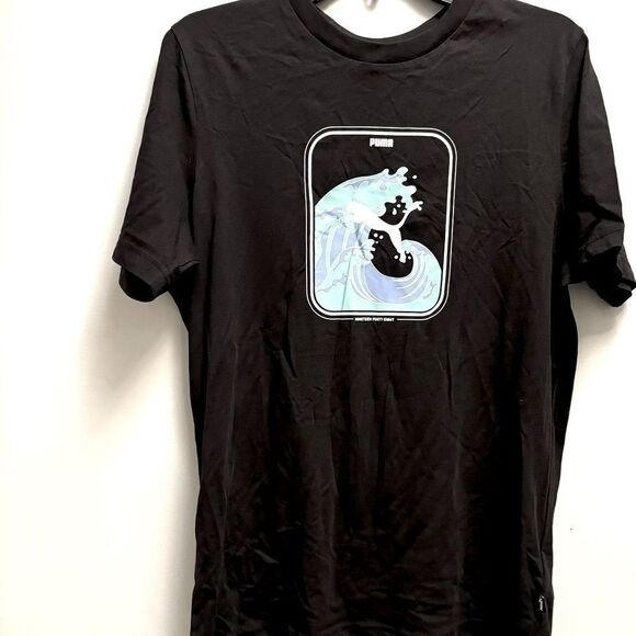 Puma Men's Short-Sleeve Wave Logo-Graphic T-Shirt - Black-shirt - Picture 6 of 12